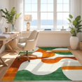 thumbnail image 3 of Design&I 6'x9' Washable Area Rug Snag-Free Abstract Curved Stripe Wave Contemporary Orange Teal Burnt Fall for Dining Room, Under Table, Office, 3 of 7