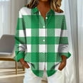 thumbnail image 4 of Lenpel Button down Shirts for Women Plus Size Long Sleeve Curved Hem Plaid Collared Blouses Loose Dressy Casual Tops(Green,4X-Large), 4 of 6