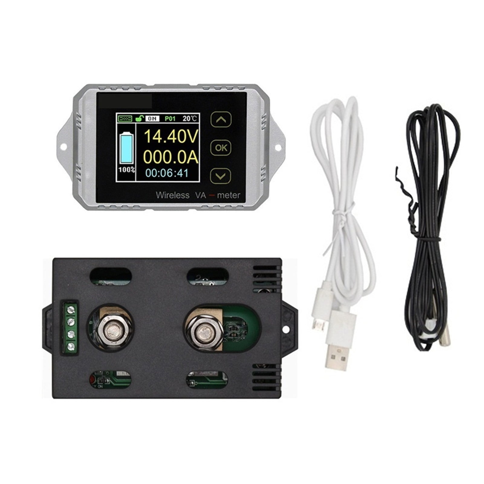 VAT1300 100V 300A Wireless ammeter voltmeter battery capacity monitoring coulomb counter 12V 24V 48V color screen meter ,Fast and Accurate Precise