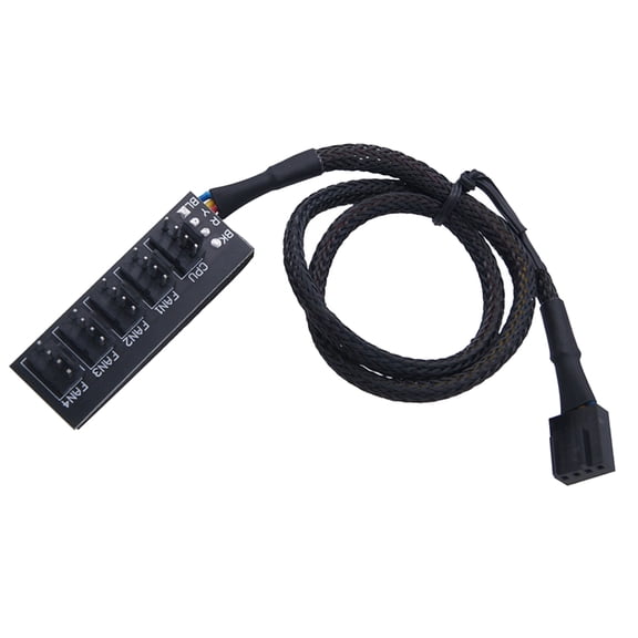5 Way Fan Connection Adapter with 5 Port for 4Pin Adjustable PC Cooling Fan Controller Splitter Black