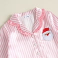 thumbnail image 6 of Cjfdfy Toddler Baby Girl Boy Christmas Satin Pajamas Tree Santa Claus Print Long Sleeve Ruffle Trim striped Shirt Pants Kids Baby Cute My First Christmas Holiday Sleepwear 1-6Y, 6 of 9