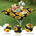 thumbnail image 4 of Black Sunflower Green Leaf Pattern Square Fitted Tablecloth with Elastic Edge,Square Table Cover,Washable Elastic Table Cover for Home Kitchen Party Decor 34"x34", 4 of 6