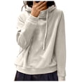 thumbnail image 2 of AXXD Basic Tshirts Shirts for Women Summer 2024 New Loose Casual Pullover Vintage Hooded Solid Color Hoodie Top, 2 of 6