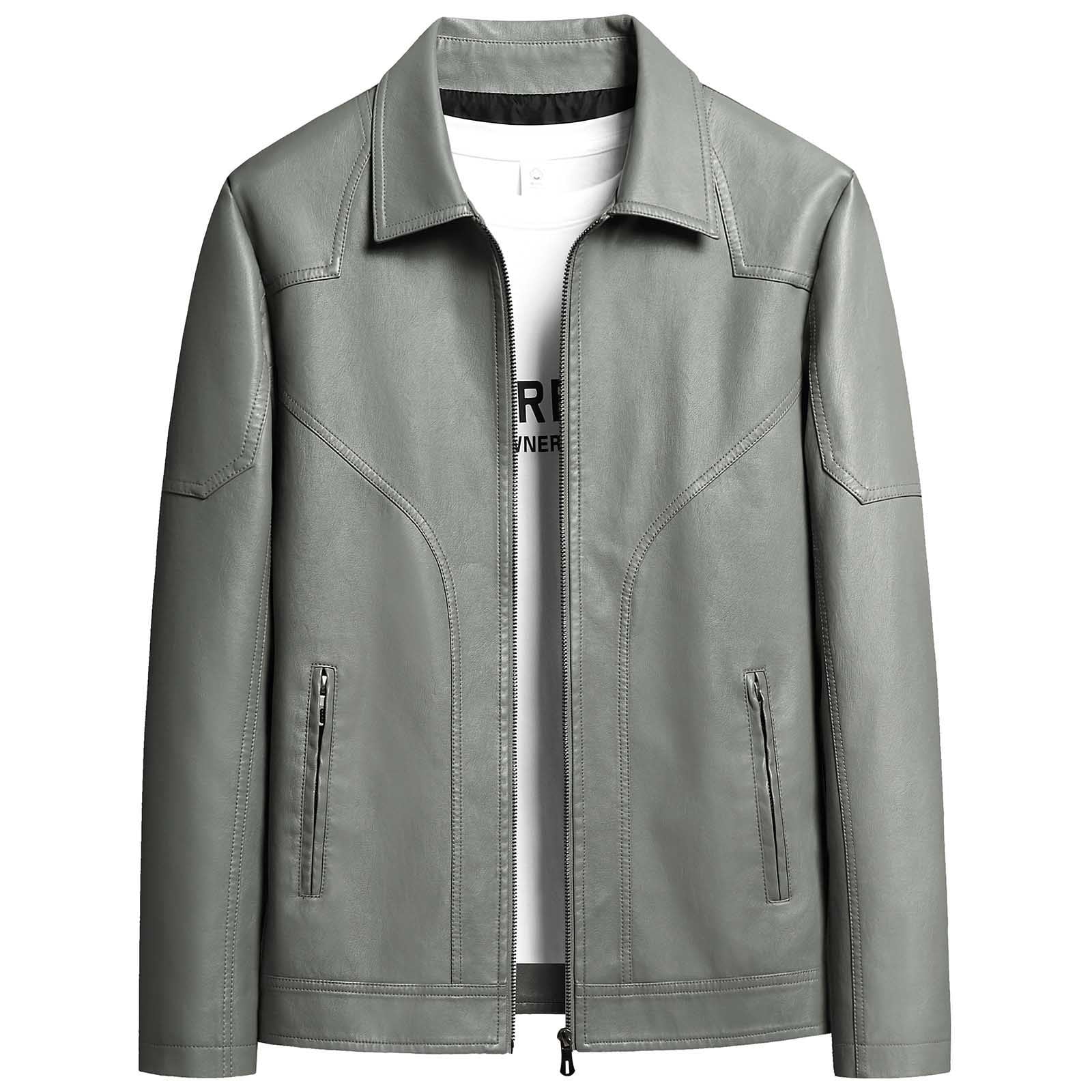 Uootdi Cropped Leather Jacket for Women Vintage Style Motorcycle Bomber Jacket Faux Leather Lapel Neck Zip Up Long Sleeve Coats Fall Going Out Jackets