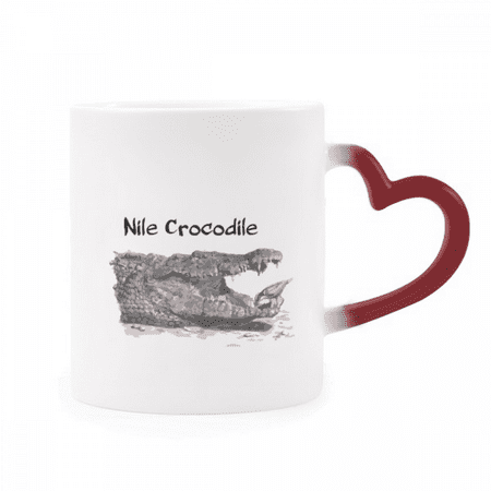 

African Large Fish Alligator Heat Sensitive Mug Red Color Changing Stoneware Cup