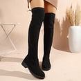 thumbnail image 2 of Xfvqtps Womens Thigh High Boots Tie Back Block Low Heel Round Toe Suede Pull on over the Knee Boots, 2 of 9