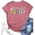 thumbnail image 3 of Bainana Women's Easter T-Shirt Letter Print Round Neck Short Sleeve T Shirt Top Ladies Festival Summer Cozy Soft Tee Shirts Pink Size L, 3 of 3