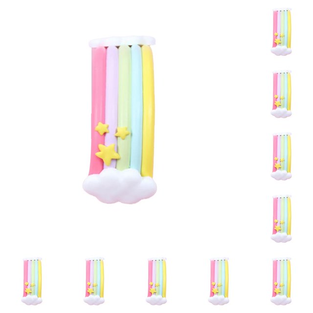 Toystoory Suministros de decoración de pasteles Exquisitas herramientas para hornear de arcilla polimérica de cumpleaños Favores de fiesta Artes y puente de arcoiris 10piezas Toystoory CBP213808