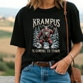 thumbnail image 2 of Krampus Is Coming To Town T-Shirt – Gothic Horror Christmas Shirt, Scary Santa Holiday Tee, Dark Metal Xmas Gift for Him, 2 of 5