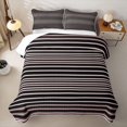 thumbnail image 2 of Castle Fairy Hippie Horizontal Stripe Bed Spread Queen 3pcs,Tribal Thin Line Queen Coverlet Set,Black Pink White,1 Quilt and 2 Pillowcases, 2 of 7