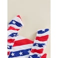 thumbnail image 6 of Bagilaanoe Toddler Baby Girl Independence Day Clothes Set Stripe Star Print Sleeveless Camisole Tops + Elastic Waist Shorts with Bow, 6 of 9