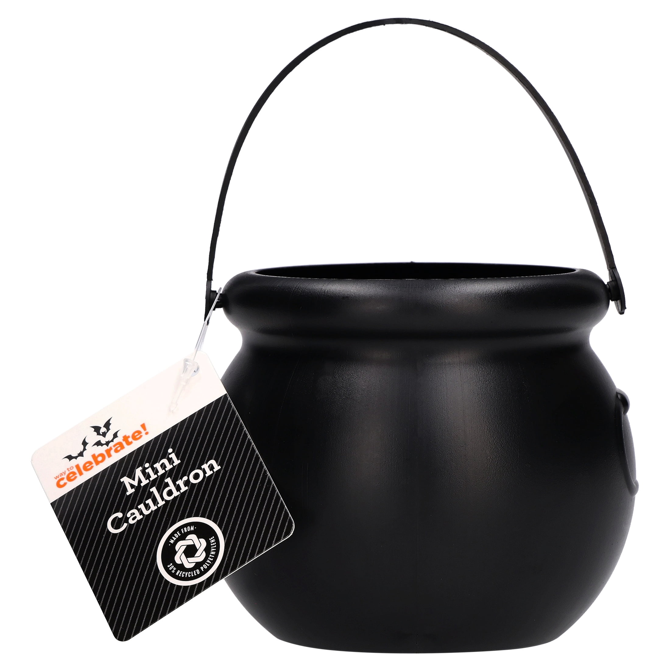 Mini Cauldron Trick-or-Treat Bucket, Black, 4", Halloween by Way To Celebrate