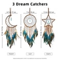 thumbnail image 4 of 3 piezas con diseño de luna, sol y estrella, pluma hecha a mano, cuentas colgantes de turquesa de la suerte, adorno colgante en la pared para dormitorio de niños, 4 of 5