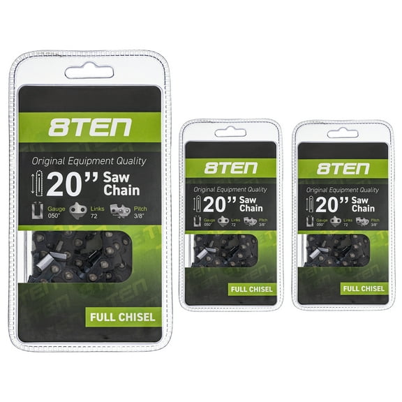 8TEN Chainsaw Chain 20 inch 3/8 Pitch for Stihl Husqvarna Poulan 3 Pack 810-CCC2224H