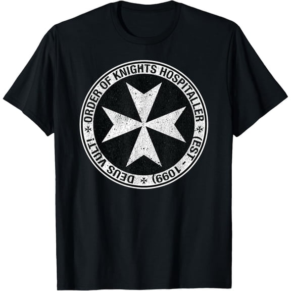 Order of the Knights Hospitaller T-ShirtMen's and women's gift, black and white T-shirt, size: Extra large S-4XL