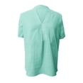 thumbnail image 2 of Breezora Flattering Women's V Neck Linen Short Sleeve Blouse Wrinkle Resistant Blend Fabric Tailored Fit Summer Top For Work And Social Events S Size Green, 2 of 5