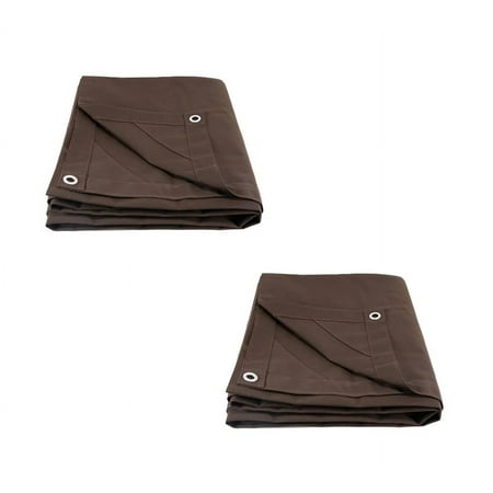 2 Pack 7 x 9 Dark Brown 12oz Canvas Tarp with Grommets - Water Resistant - Heavy Duty Canvas Tarps - Multipurpose Tarpaulin Cover for Canopy Tent Roof Camping Semi Trucks & Cargo