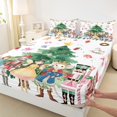 thumbnail image 3 of Homewish Merry Christmas Queen Sheet Sets,Cartoon Nutcracker Princess Flat Sheet,Cute Bowtie Green Xmas Tree Queen Fitted Sheet For Girls Kids,Breathable Home Decor,4 Pieces, 3 of 7