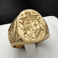 thumbnail image 2 of Crown Lion Carving Filled Royal Ring for Men Finger Bands Cool Masculine 14K Yellow Gold Trendy Jewelry, 2 of 7