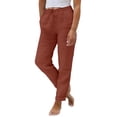 thumbnail image 2 of Conairie Linen Trousers for Women's Lightweight Summer Tapered Pants Drawstring Elastic Waist Pants Casual Trousers with Pockets RD1 XL, 2 of 4