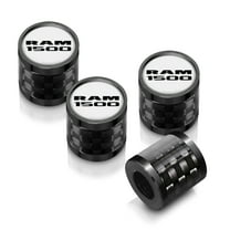 iPick Image for RAM 1500 in White on Real Carbon Fiber Barrel Black Aluminum Tire Valve Stem Caps, Official Licensed