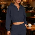 thumbnail image 2 of BLVB Womens Zip up Hoodies Jackets Cropped Sweatshirts Fall Outfits Casual Comfy Workout Tops Winter Clothes, 2 of 7