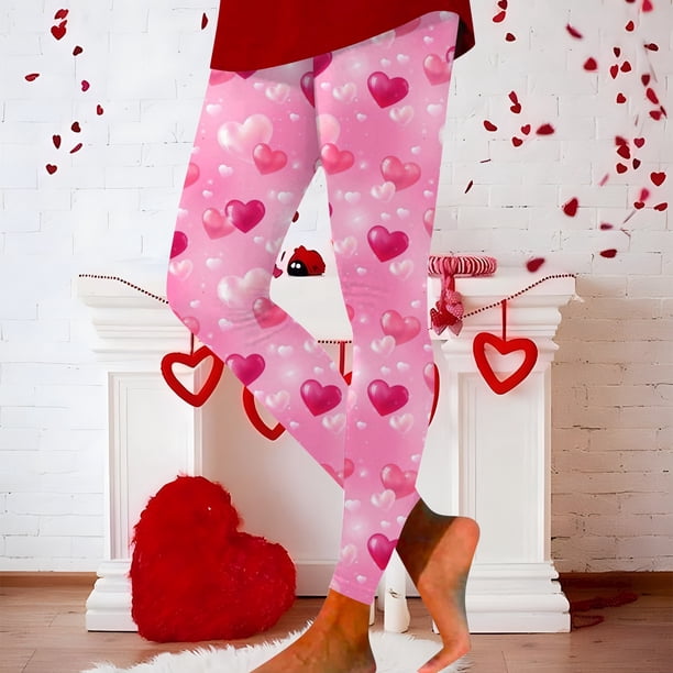 WILLBEST Leggings de San Valentín Para Mujer, Pantalones de Yoga de Cintura Alta Para Hacer Ejercicio, Mallas Deportivas Suaves, Elásticas y Cómodas, Pantalones Casuales de Fitness. Chica