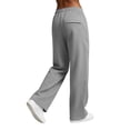 thumbnail image 6 of Trousers Pants For Women Fashion Women Casual High Waist Loose Pocket Straight Solid Long Pants Gray L, 6 of 9