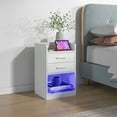 thumbnail image 2 of HOMCOM Nightstand with Charging Station, LED Bedside Table with 2 Drawers, 2 of 10
