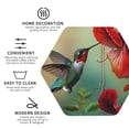 thumbnail image 3 of Vsdgher Hummingbird Floral Paradise Leather Coasters for Drinks, Durable Drink Coasters 4 Set for Tabletop Protection, Luxurious Home Décor and Housewarming Gift-Hexagon, 3 of 6