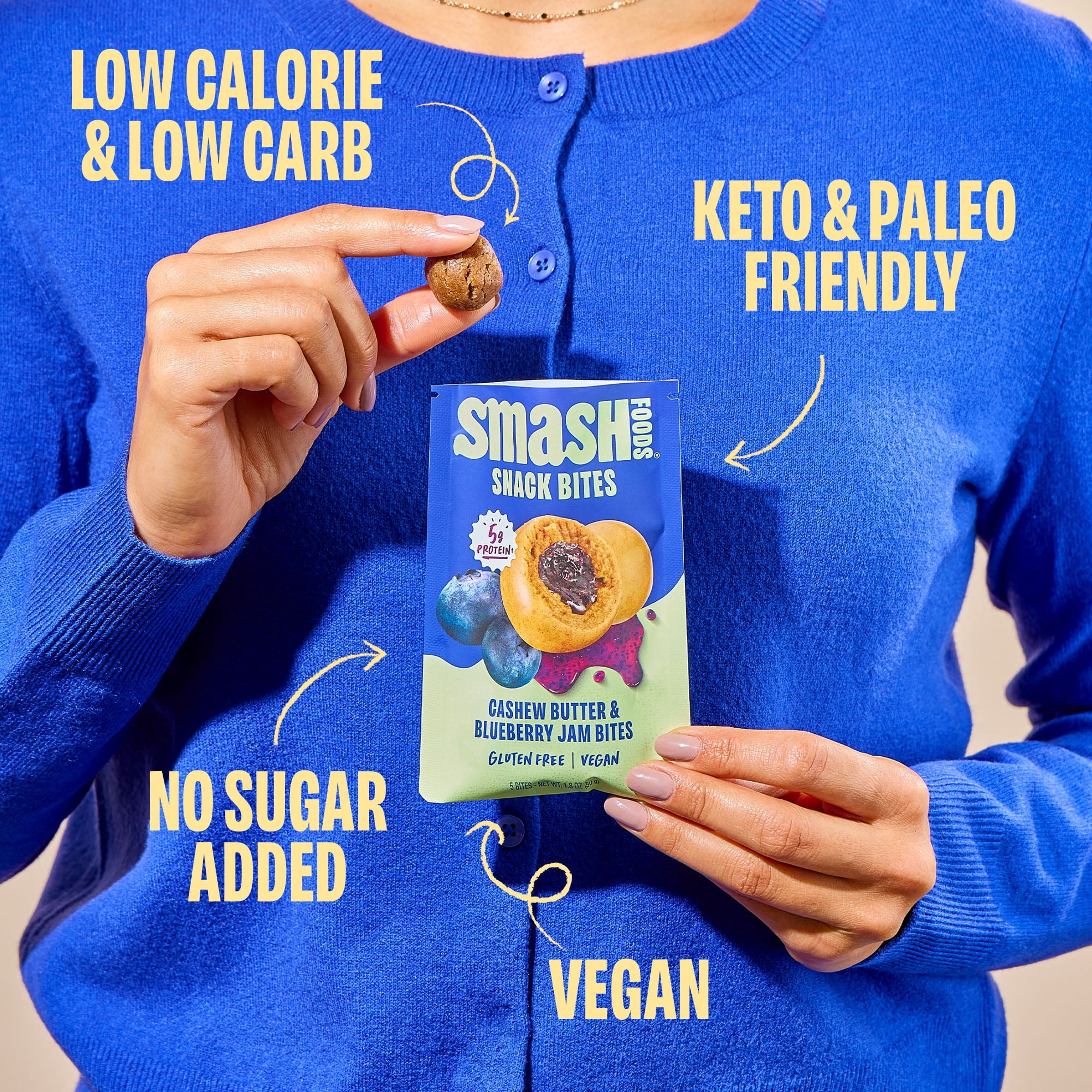 Smash Foods Gluten-Free Vegan Snack Bites (Variety), Protein & Energy, 8-Pack