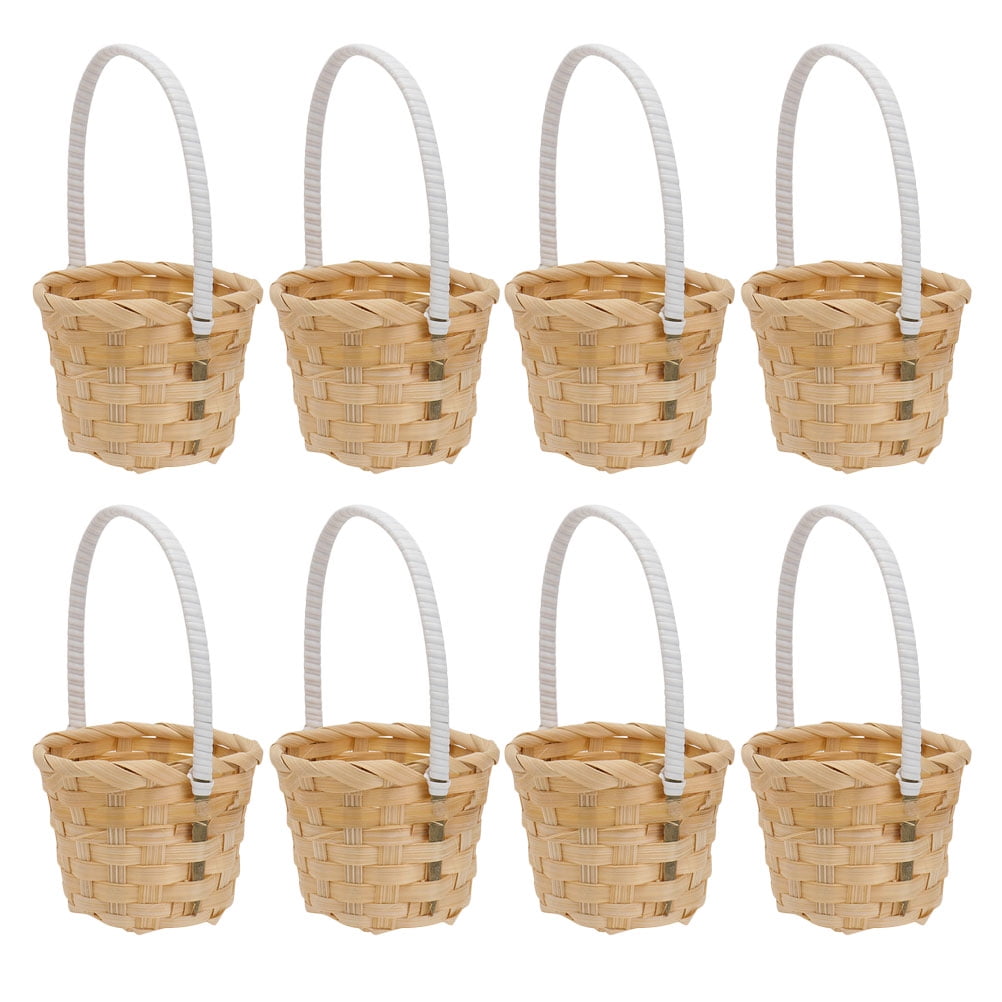 NUOLUX 8Pcs Bamboo Woven Fruit Storage Basket Outdoor Basket Handmade