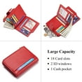 thumbnail image 4 of Genuine Leather Wallets for Women RFID Blocking Bifold with Zipper Pocket, 2 ID Windows, 18 Card Slots, Red, 4 of 7