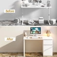 thumbnail image 4 of White Desk with Drawers, 55 Inch Small Cute Desk for Bedroom, Home Office PC Desk Workstation Study Table Desk with Storage, White, 4 of 7