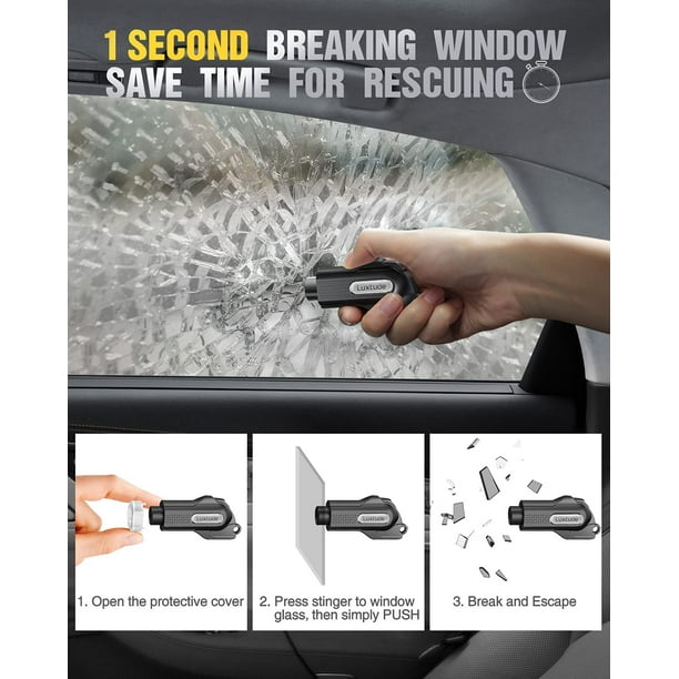 Luxtude Window Breaker Seatbelt Cutter, Premium Car Safety Hammer