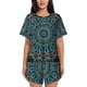 thumbnail image 1 of Balery Mandala Conjunto de Pijama para Mujer con Estampado, Dos Piezas de Manga Corta y Shorts, Ropa de Dormir Suave con Cuello Redondo y Bolsillos-Small, 1 of 6