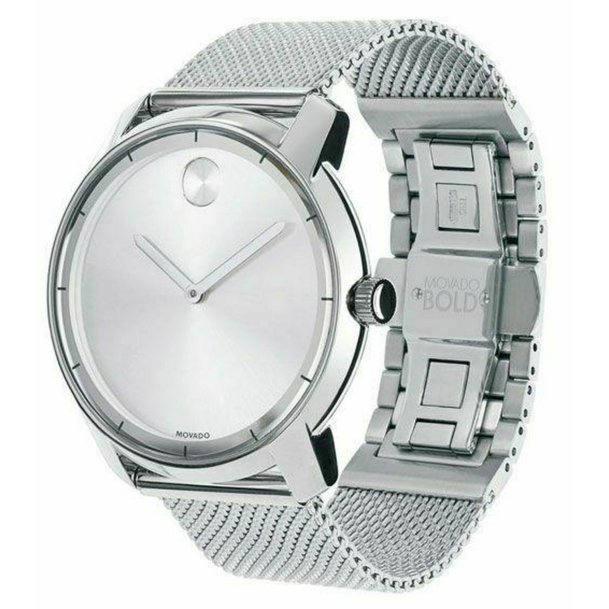 Movado Swiss Bold Stainless Steel Mesh Bracelet Men s Watch 44mm 3600260 Silver