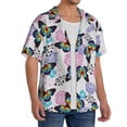 thumbnail image 2 of Gukieu Bright Butterflies1 Print Men's Short-sleeved Shirts, Button-down Pocket Shirts, T-shirts, Beach Vacation Travel Summer Clothing-Small, 2 of 5