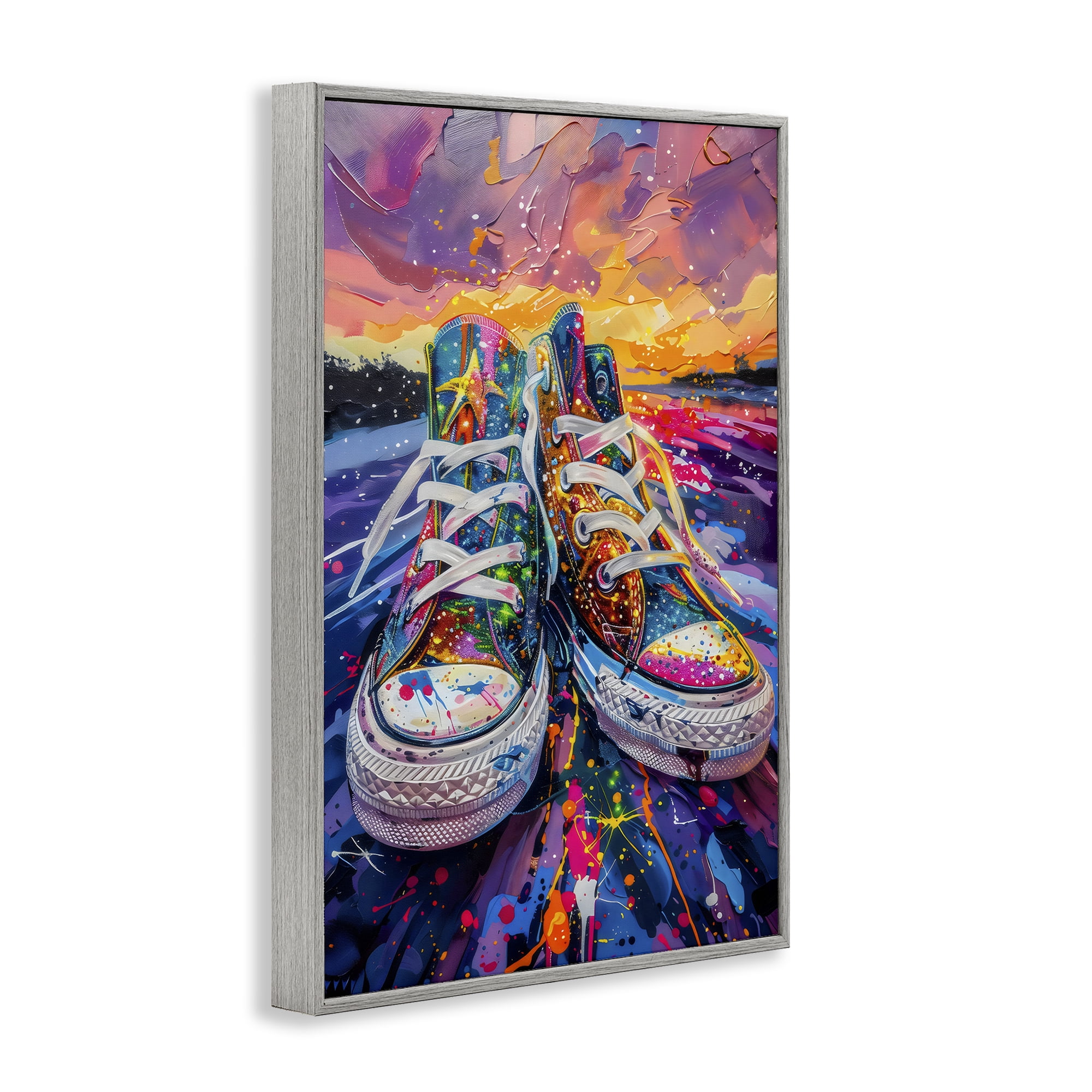 Stupell Industries Vibrant Sneakers at Sunset Gray Framed Giclee Art, design by Creative Studio
