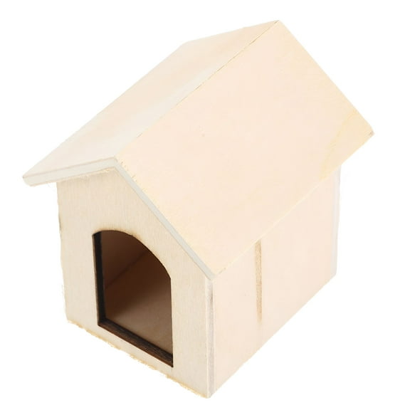 LAMIRO 2 pcs Wooden Mini House Dog House Kids Room Decor Mini DIY Material