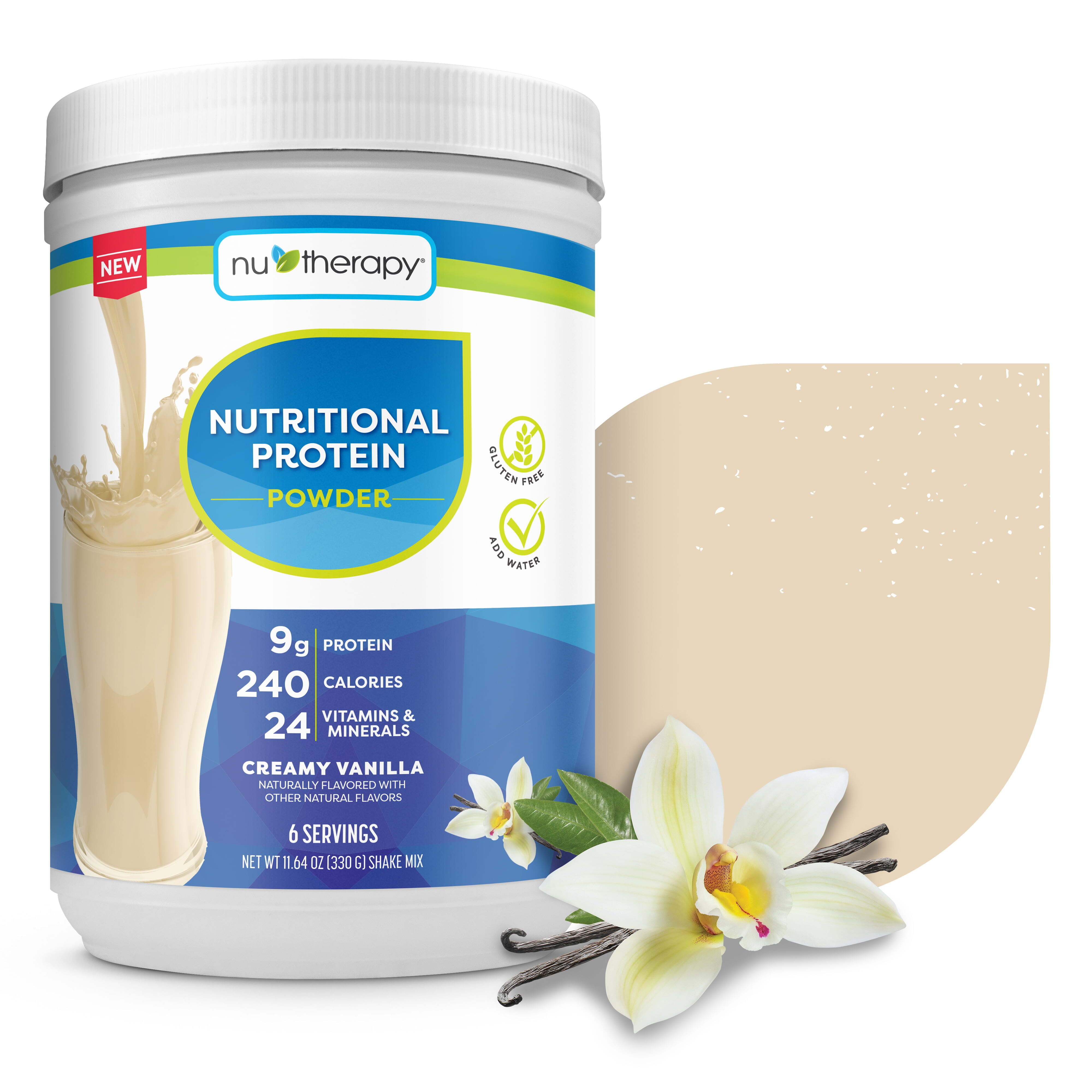 (2 pack) NuTherapy Nutritional Protein Powder, Creamy Vanilla, 330g, 6 Servings