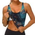thumbnail image 3 of Pofeuu Starry Sky Moon Wolf Leader Print Sports Bra for Women Sexy Vest Yoga Running Gym Fitness Crop Bras Tops-Small, 3 of 8