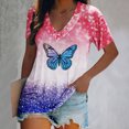 thumbnail image 2 of Tops estampados de manga corta de ocio con cuello en V de verano a la moda para mujer Fridja  zx3493, 2 of 5