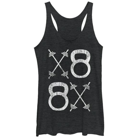 Women's CHIN UP XO Kettlebells and Barbells  Racerback Tank Top Black Heather X Large