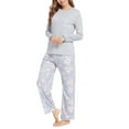 thumbnail image 4 of Xmarks Women's Pajamas Set Long Sleeve Sleepwear Top with Floral Printed Pants 2 Pieces Cozy Loungewear Pj Set, S-2XL, 4 of 6