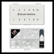 Salon Perfect Artificial Fake Press On Nail Tips, 302 Gel X-Tension, Clear, Medium Coffin, File and Glue Included 120 Nails