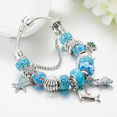thumbnail image 2 of JUSTUP Ladies Charm Bracelet, Blue Glazed Beaded Bracelet, Dolphin Starfish Seahorse Pendant, Gifts for Ladies, Girlssize: 6.69inches;{17cm}<, 2 of 4