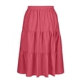thumbnail image 6 of Women's Plaid Gingham Midi Skirts A-Line Elastic High Waisted Tiered Flowy Skirts Soft Ruffled Vacation Skirt, 6 of 8