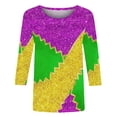thumbnail image 5 of Ladies Mardi Gras Tops Trendy Graphic 3/4 Sleeve Loose Fitted Tee Shirts Party Crewneck New-Orleans Holiday Blouses Carnival Clothes 2026, 5 of 7