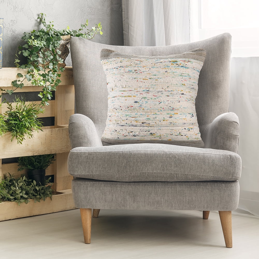Harlow Hill Luma 20" x 20" Gray/Multicolor Striped Cotton Adult Decorative Throw Pillow